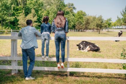 family at a ranch