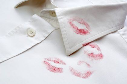 White shirt with lipstick