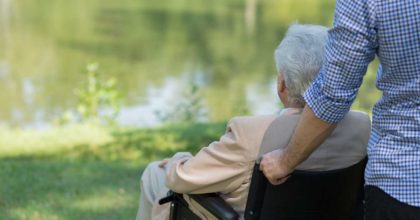 Elder man in wheelchair