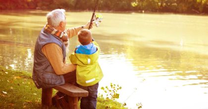 grandpa fishing with grandson