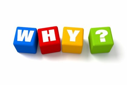 Bright colored letter blocks that spell "why?"