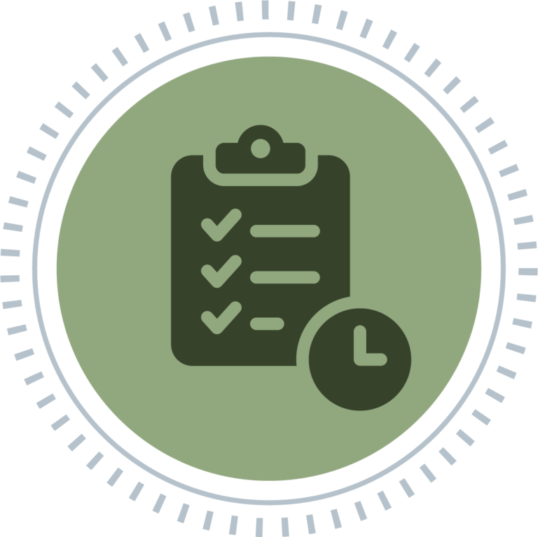 Clip Board with Checked off Items representing a Case Catch-Up Icon