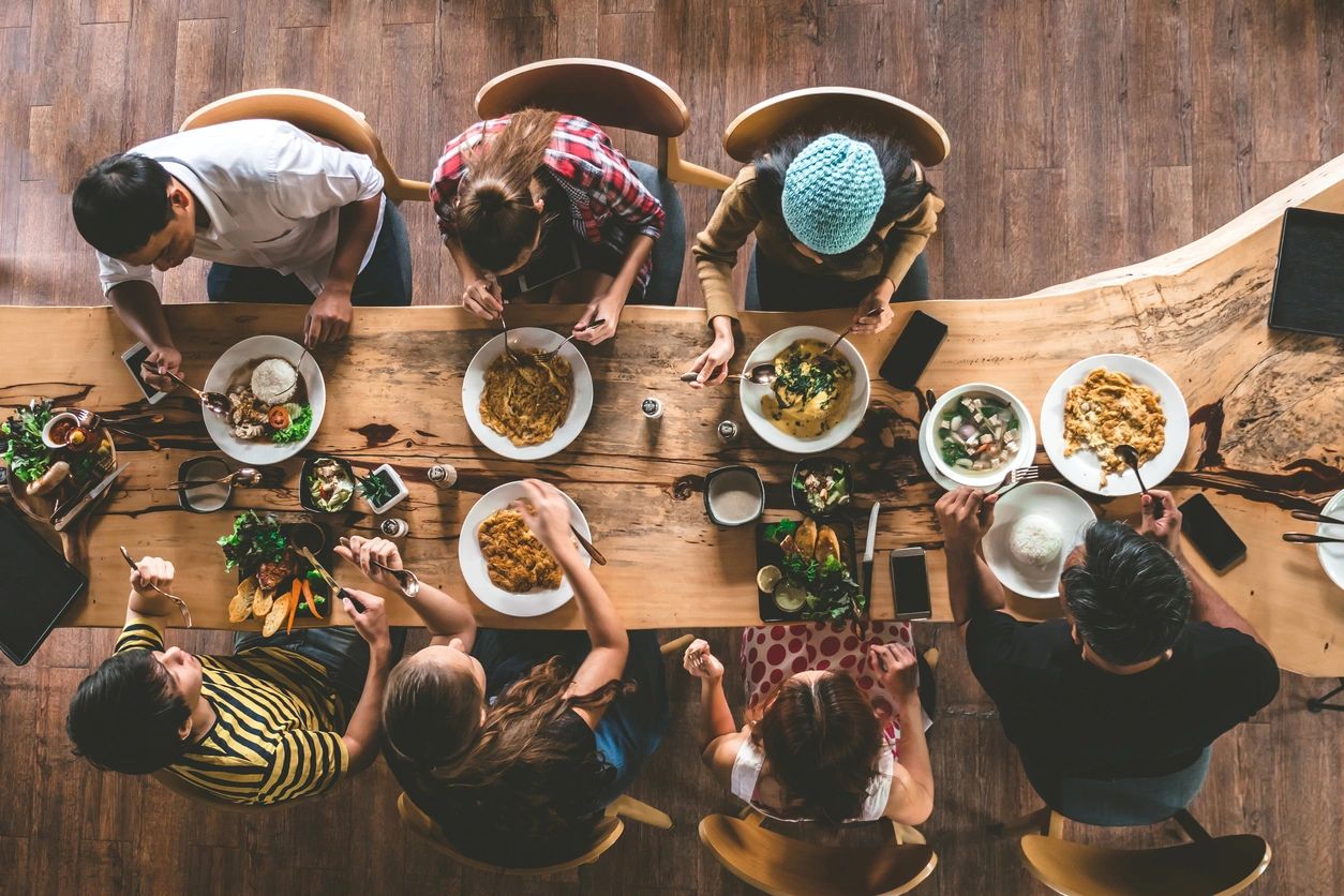 family gathered around the table for dinner